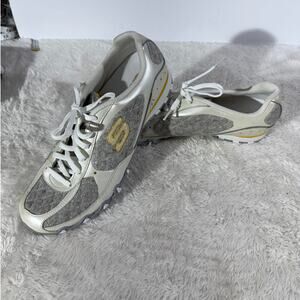 Skechers Women's Light Bling Leather & Canvas Gray Size 9.5 NWOT